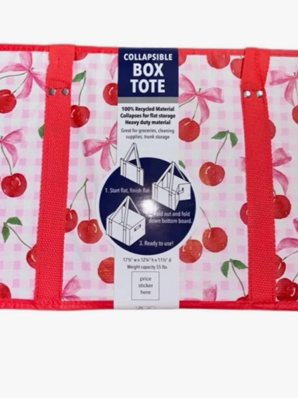 Cherry Print Collapsible Box
Tote - Red and Pink - Picture 2 of 4